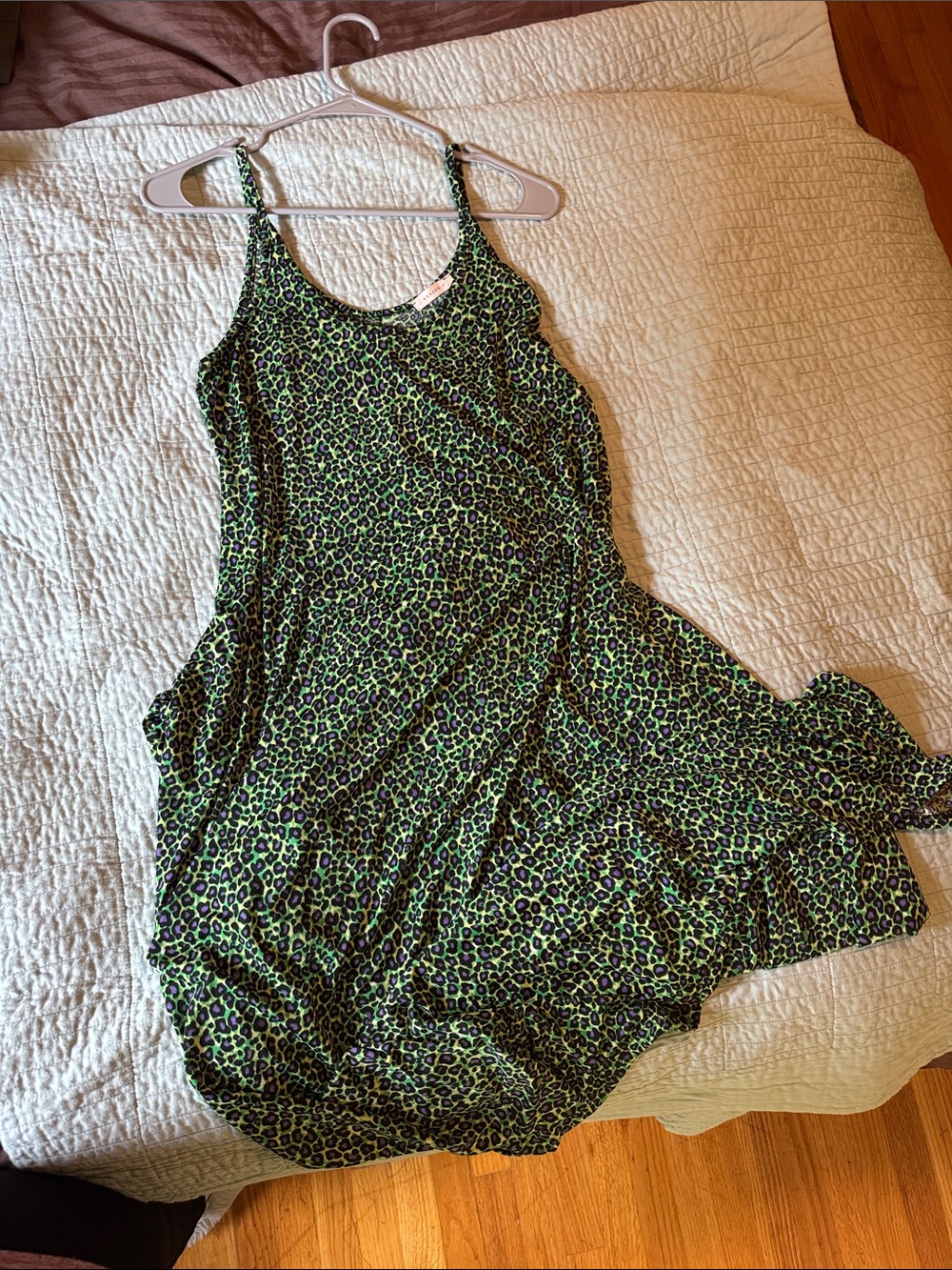 Reborn J Green Leopard Print Maxi Slip Dress